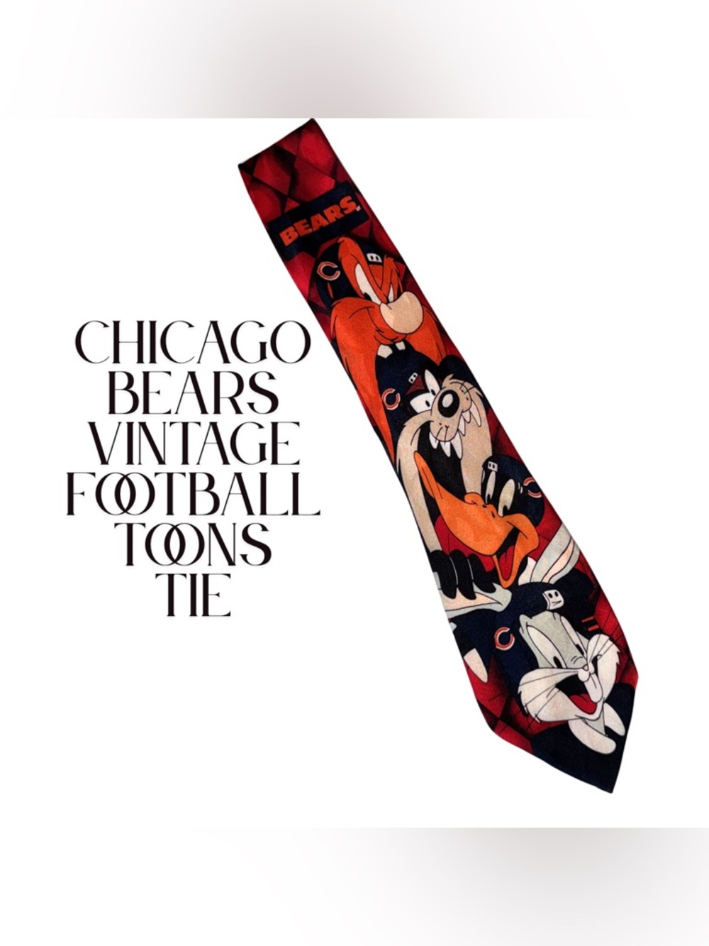 NFL Chicago Bears Vintage Football Toons Looney Toons Silk Tie